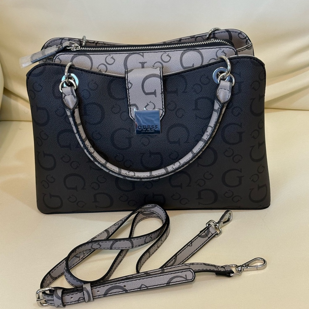GUESS Black and Gray Satchel